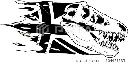 tyrannosaurus rex Dinosaur head in black and white outline vector illustration tyrannosaurus rex Dinosaur head in black and white outline vector illustration 104475285