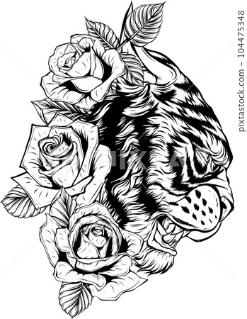 outline of Tiger head vector illustration design 104475348