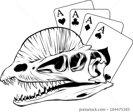 Black Line Dinosaur Dilophosaurus Skull vector illusatration Black Line Dinosaur Dilophosaurus Skull vector illusatration 104475385