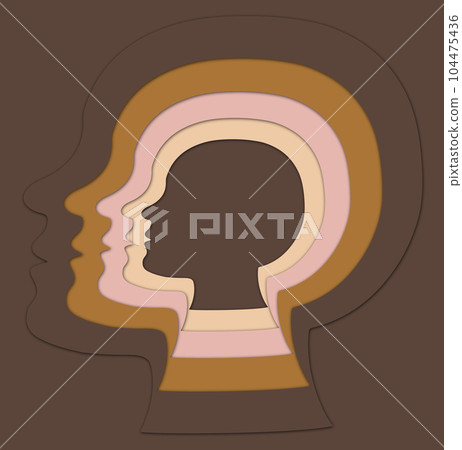 Head silhouettes, multicultural group 104475436