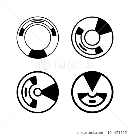 Set of Abstract Geometric Circle Black and White Design Elements. Vector Art. 104475535