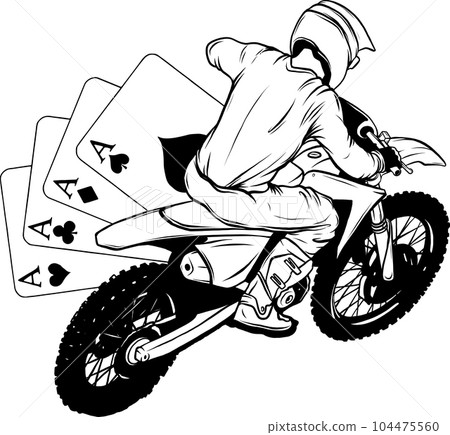vector of black and white jumping racer riding the motocross vector of black and white jumping racer riding the motocross 104475560