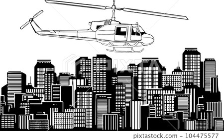 vector illustration of outline Helicopter design art 104475577
