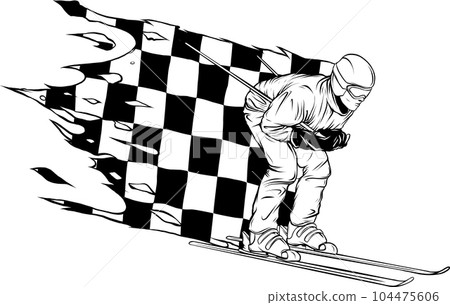 vector illustration of skiern in black outline 104475606