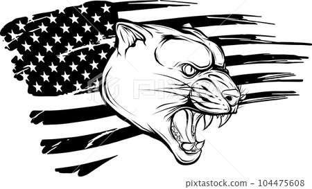 cougar head vector illustration black and white color 104475608