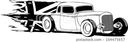 hot rod car icon. line style icon vector illustration. hot rod car icon. line style icon vector illustration. 104475657