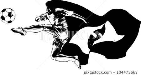 Soccer player shooting a ball action outline graphic vector 104475662
