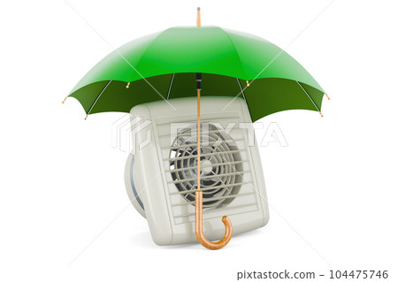 Extractor Fan under umbrella. 3D rendering Extractor Fan under umbrella. 3D rendering 104475746