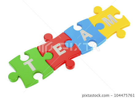 Team word from puzzles, 3D rendering Team word from puzzles, 3D rendering 104475761