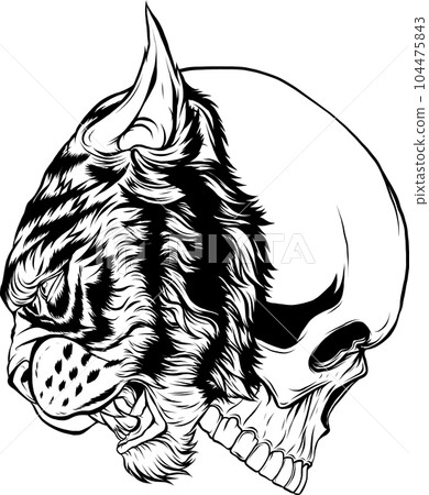 black and white tiger face vector illustration 104475843