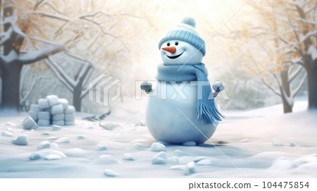 Little snowman in the snow 104475854