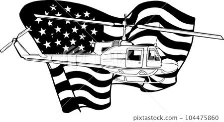 Helicopter vector illustration in black and white Helicopter vector illustration in black and white 104475860