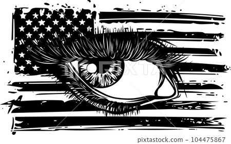 Beautiful vector eye with eyebrow in black and white Beautiful vector eye with eyebrow in black and white 104475867
