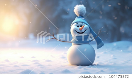 Little snowman in the snow Little snowman in the snow 104475872