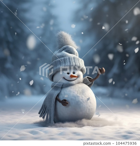Little snowman in the snow Little snowman in the snow 104475936