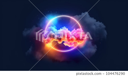 Bright glowing circle and cloud Bright glowing circle and cloud 104476290