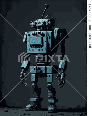 cartoon vector art of a cute robot cartoon vector art of a cute robot 104476961