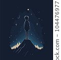minimalistic vector design of a boy looking at night sky 104476977