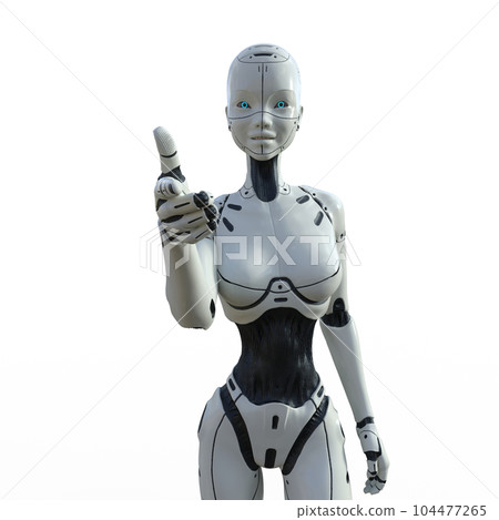 手指射擊AI機器人女型android燙髮3DCG插畫素材 手指射擊AI機器人女型android燙髮3DCG插畫素材 104477265