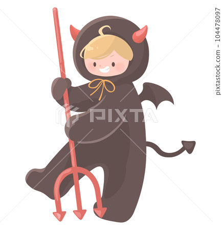 萬聖節兒童裝扮成小惡魔 萬聖節兒童裝扮成小惡魔 104478097
