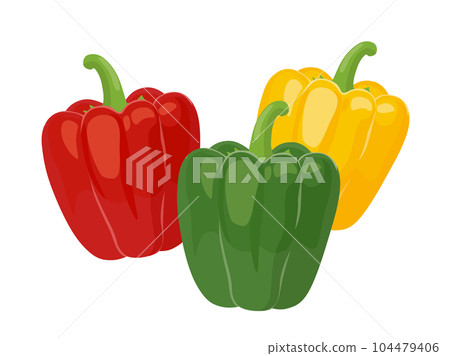 紅黃綠辣椒一點點素材 104479406