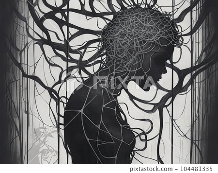 illustration of mental illness  104481335