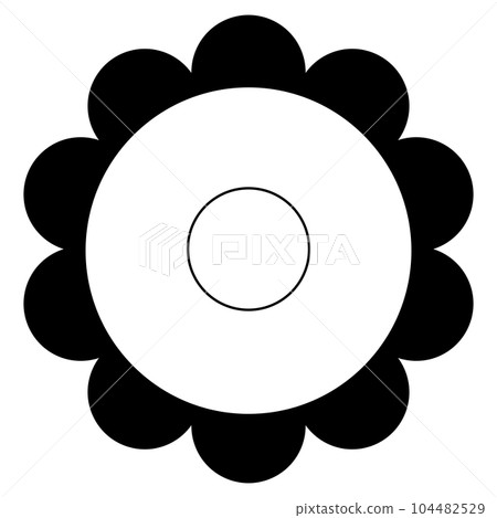 Black And White Single Isolated Flat Vector Flower. Icon Flower For Holiday, Design, India, Oriental and Arabic Ornament, Print, Web and App. Black And White Single Isolated Flat Vector Flower. Icon Flower For Holiday, Design, India, Oriental and Arabic Ornament, Print, Web and App. 104482529