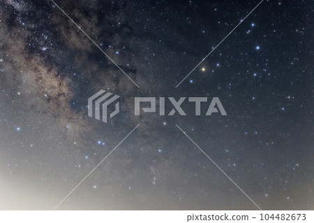 The constellation Scorpio and the Milky Way in summer seen from the Yatsugatake mountain range and Mt. The constellation Scorpio and the Milky Way in summer seen from the Yatsugatake mountain range and Mt. 104482673