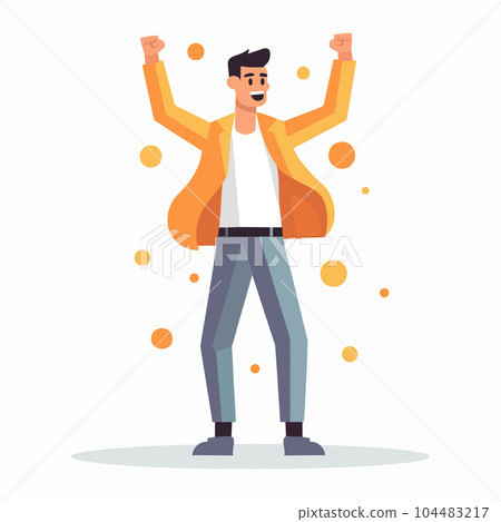 Hand Drawn Businessman happy to finish work in flat style 104483217