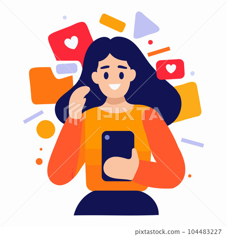 Hand Drawn woman sending a letter in flat style Hand Drawn woman sending a letter in flat style 104483227