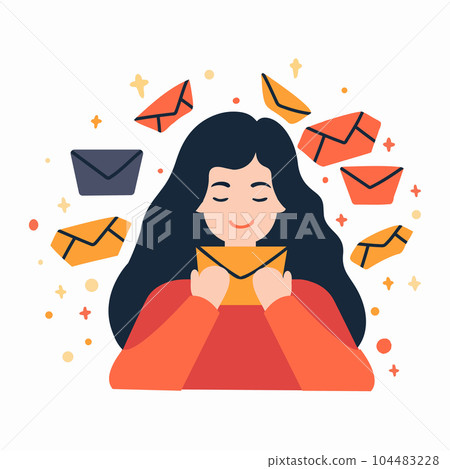 Hand Drawn woman sending a letter in flat style Hand Drawn woman sending a letter in flat style 104483228