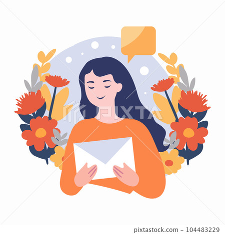 Hand Drawn woman sending a letter in flat style 104483229