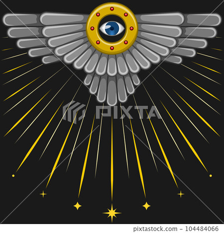 Zoroastrian winged disc vector design 104484066