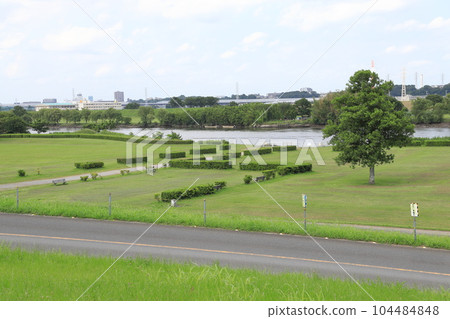 Edo River and cycling road near Shibamata Taishakuten 104484848