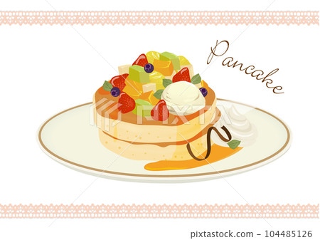 Illustration material of pancakes with lots of fruits 104485126