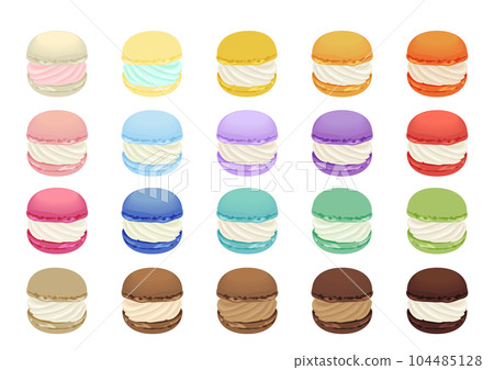 可愛多彩馬卡龍插畫素材 可愛多彩馬卡龍插畫素材 104485128