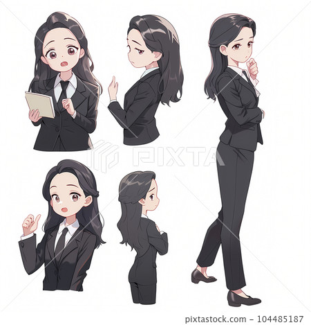 Illustrations of various variations of women in suits (Generative AI) 104485187