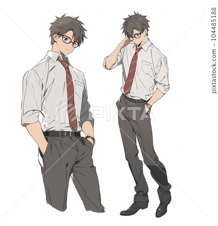 Illustrations of various variations of men in suits (Generative AI) 104485188