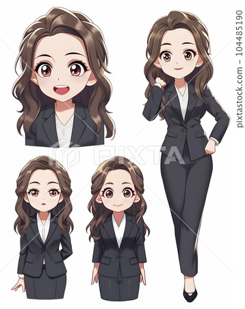 Illustrations of various variations of women in suits (Generative AI) 104485190
