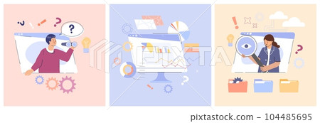 Searching And Gathering Data Flat Illustrations 104485695