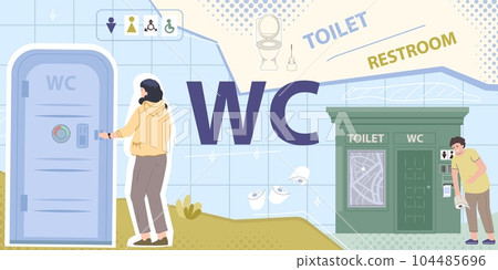 Public Toilet Flat Collage 104485696