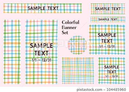 Banner set_plaid pattern_pastel color Banner set_plaid pattern_pastel color 104485960
