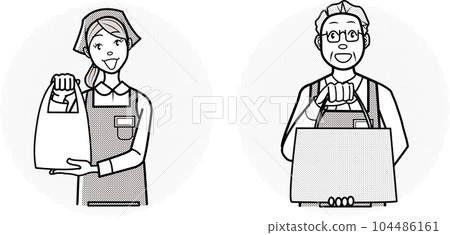 Salesperson handing over the product 104486161