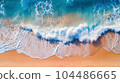 beautiful beach with white waves 104486665