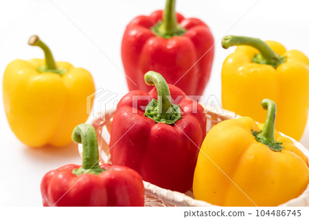 Paprika red and yellow set (paprika) white background Paprika red and yellow set (paprika) white background 104486745