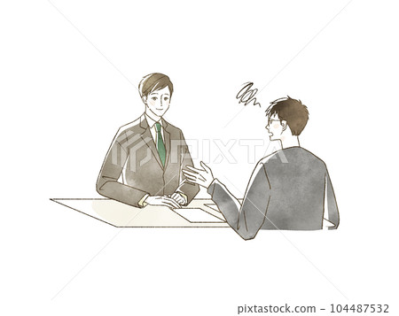 一個男人向一個穿西裝的男人諮詢 104487532