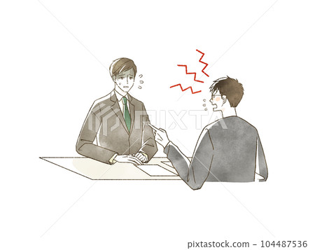 A man complaining about a man in a suit A man complaining about a man in a suit 104487536