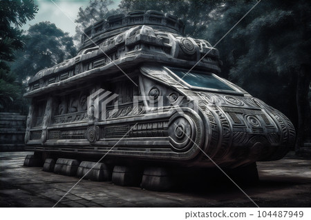 AI generative image of ancient aztec time traveling machine 104487949
