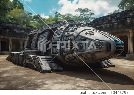 AI generative image of ancient aztec time traveling machine 104487951