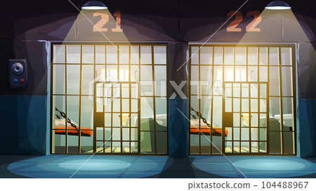 prison cells with sun light side view 104488967